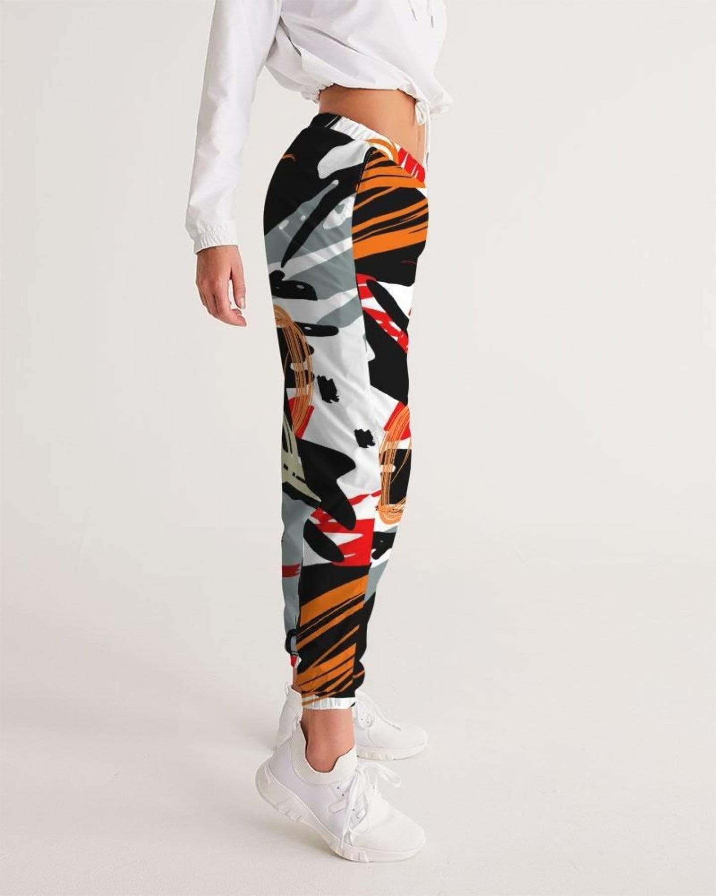 Grey Coco Activewear Womens Sportswear, Black Red And White Color Swatch Style Track Pants