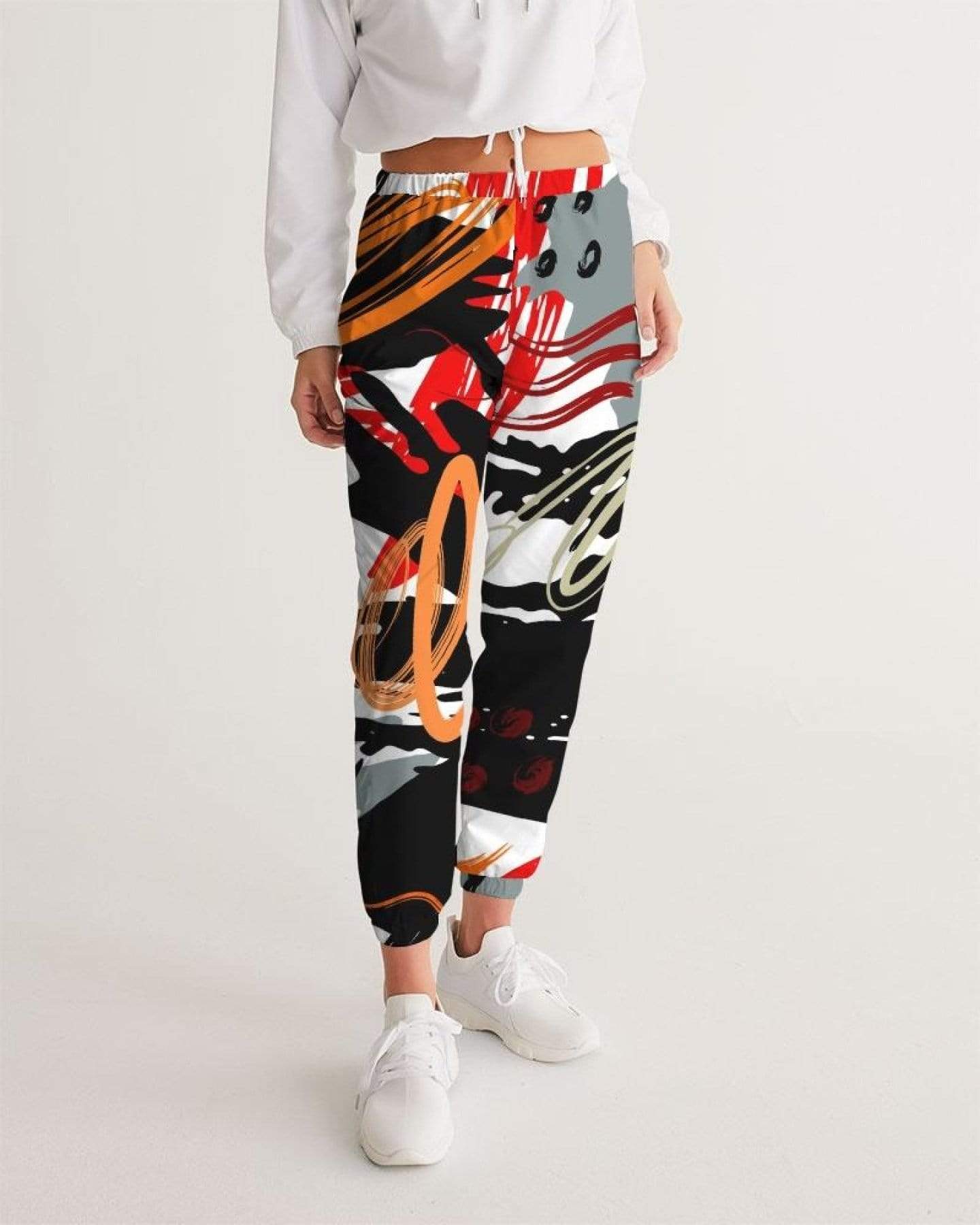 Grey Coco Activewear Womens Sportswear, Black Red And White Color Swatch Style Track Pants