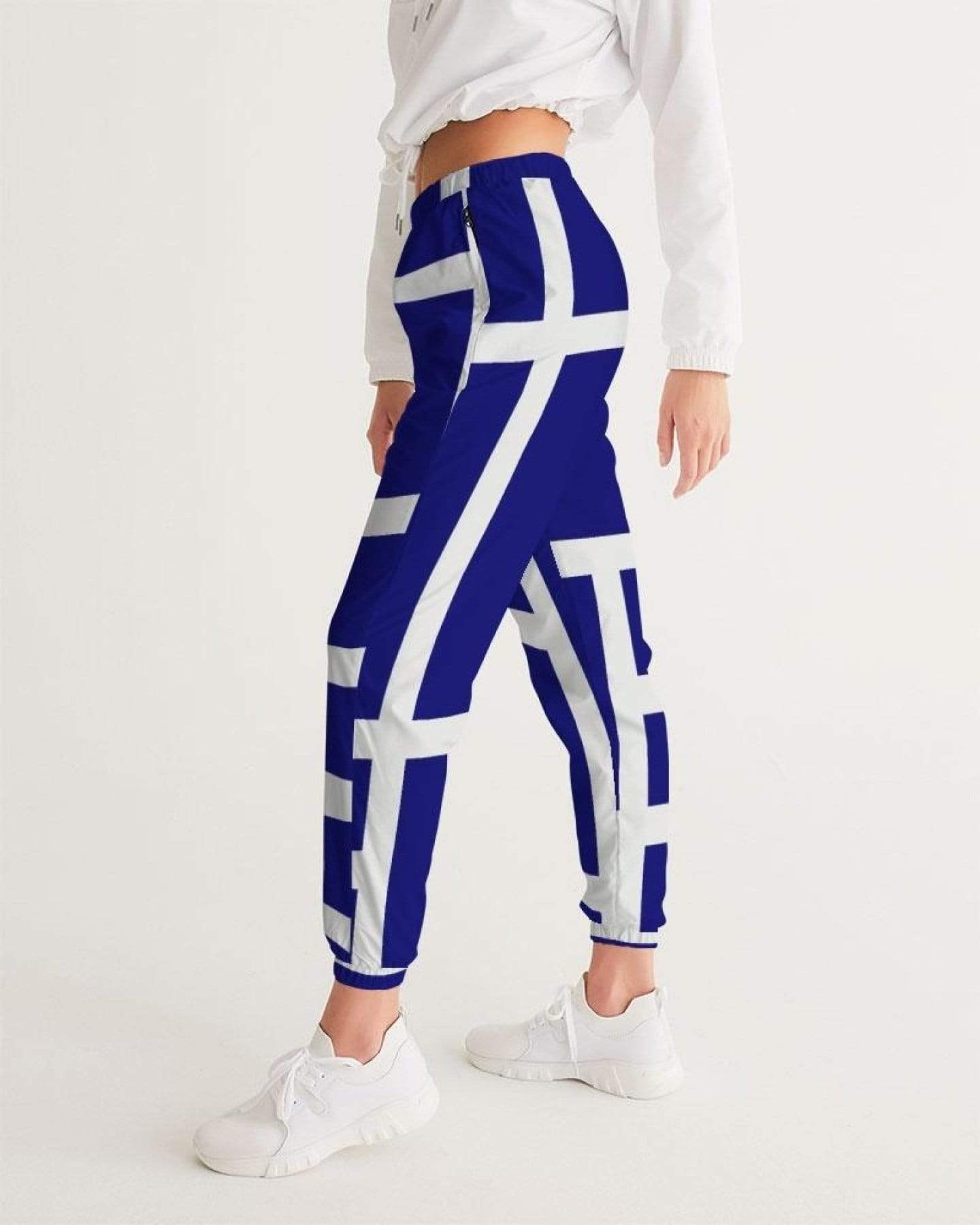 Grey Coco Activewear Womens Sportswear, Blue And White Block Style Track Pants