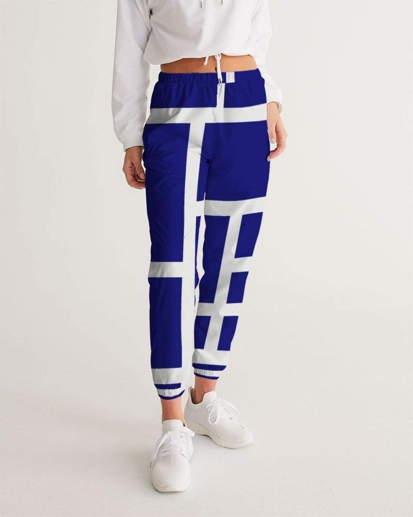 Grey Coco Activewear Womens Sportswear, Blue And White Block Style Track Pants