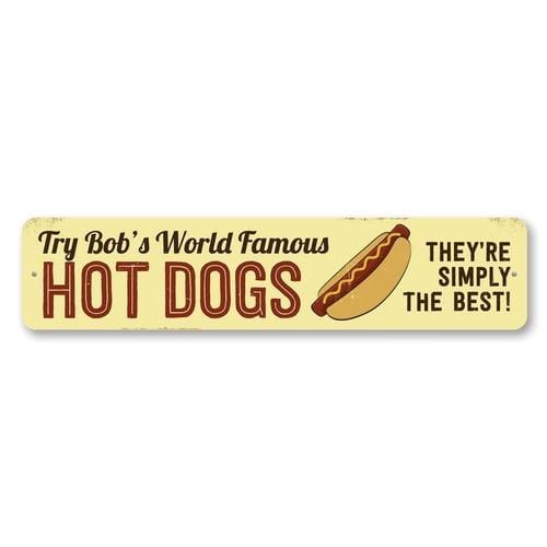 Orchid Eurybia Home Decor 6 x 24 inches World Famous Hot Dogs Sign