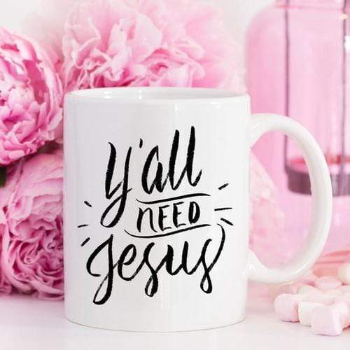 Magenta Shadow Gifts Y’all Need Jesus, Coffee Cup, Coffee Mug, Funny