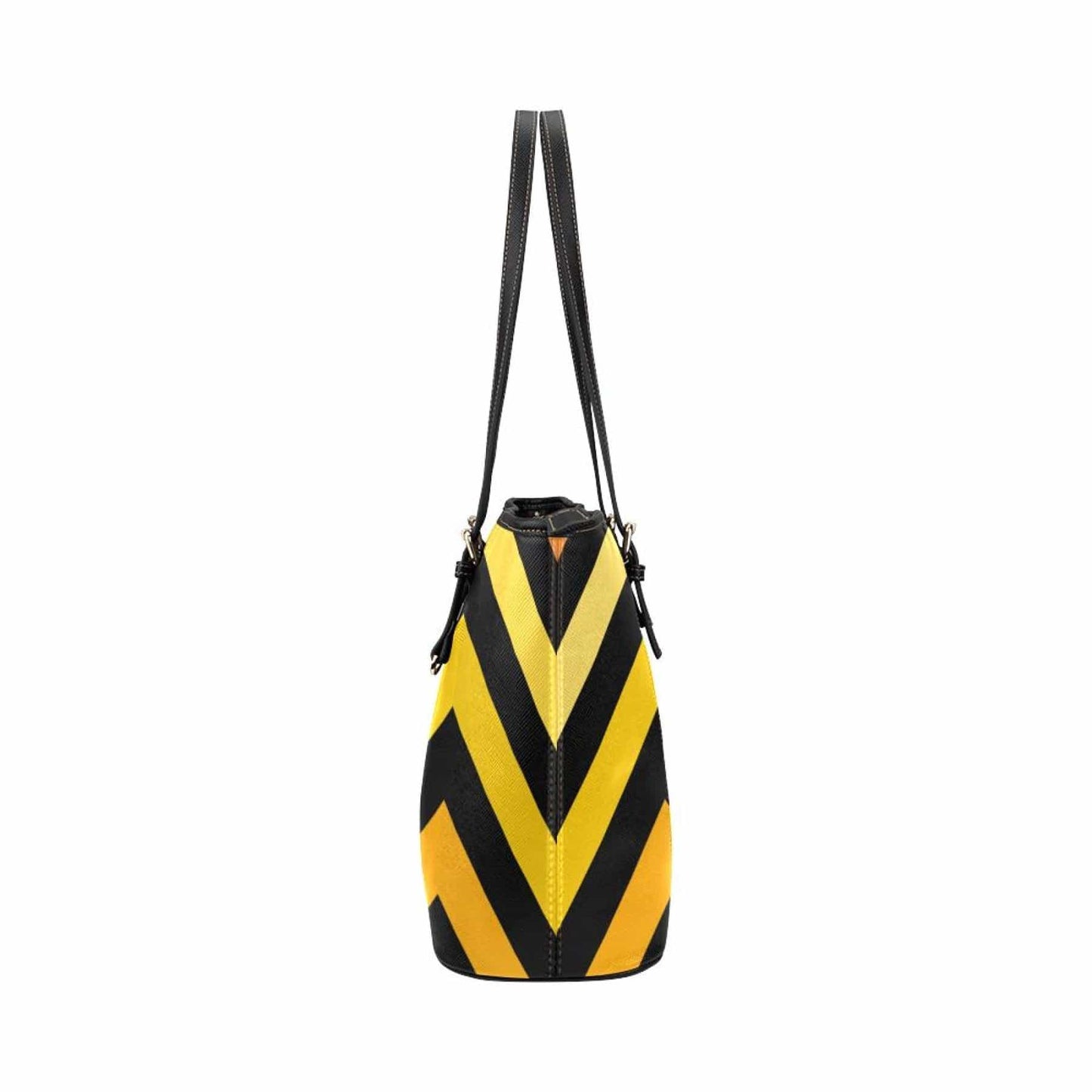 Grey Coco Activewear One Size Yellow And Black Herringbone Style Leather Tote Bag