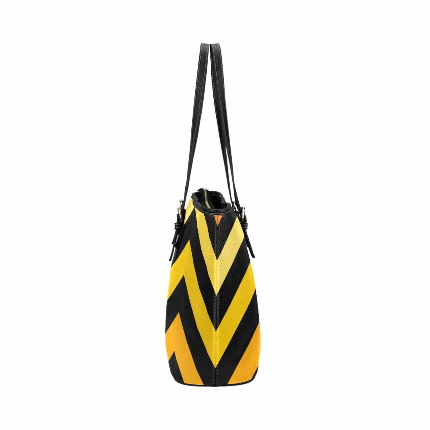 Grey Coco Activewear One Size Yellow And Black Herringbone Style Leather Tote Bag