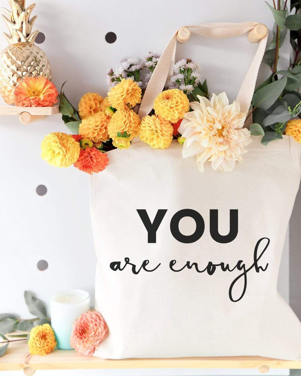 Turquoise Andromeda Totes & Beach Bags You Are Enough Tote Bag