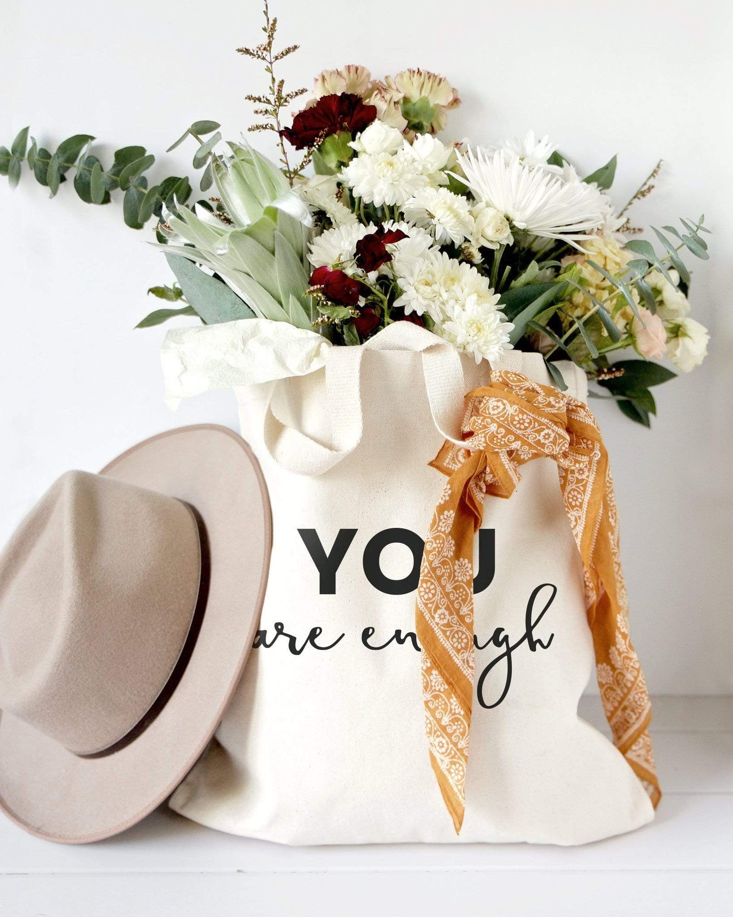 Turquoise Andromeda Totes & Beach Bags You Are Enough Tote Bag