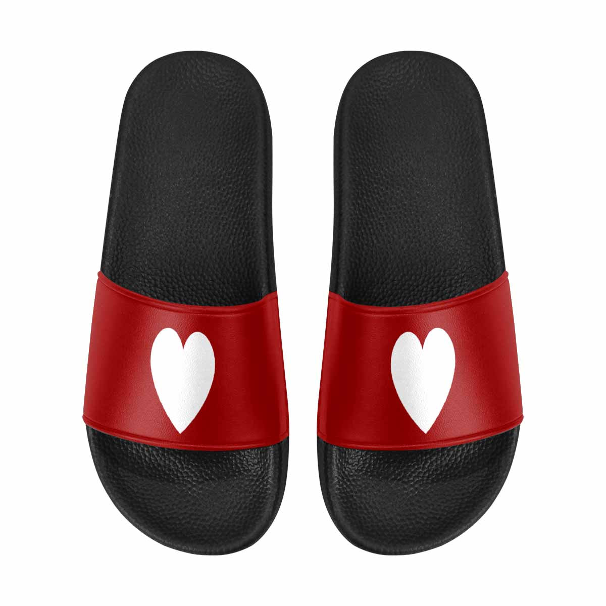 Womens Slide Sandals - Red and White Heart