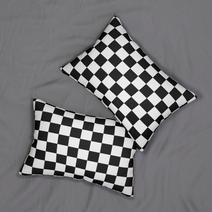 Decorative Lumbar Throw Pillow - Black White Checkers