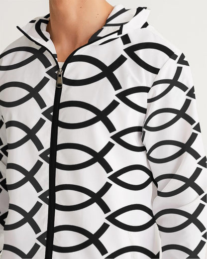 Mens Hooded Windbreaker - Agape Love Water Resistant Jacket - Jjxv0x