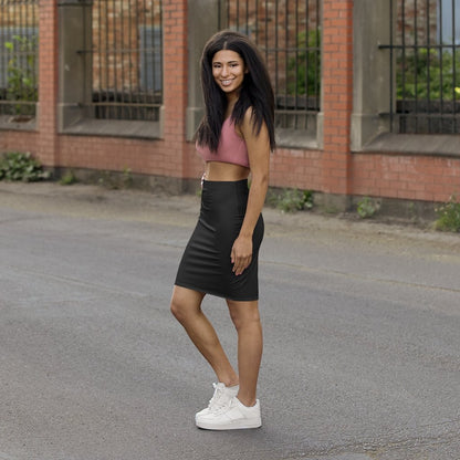 Womens Mini Skirt - Stretchy - Black Pencil Skirt