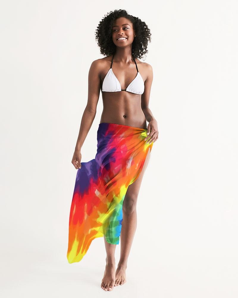 Sheer Rainbow Tie Dye Swimsuit Cover Up
