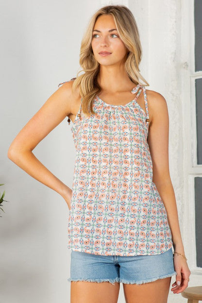 Textured Spagetti Tie with Bead Detailed Top