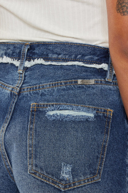 Kancan Distressed Button Fly Denim Women's Shorts