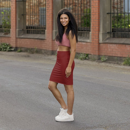 Womens Skirt - Maroon Pencil Skirt