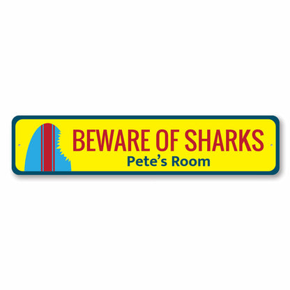 Beware of Sharks Surfboard Sign