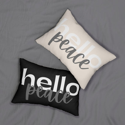 Decorative Lumbar Throw Pillow - Hello Peace - Black/beige