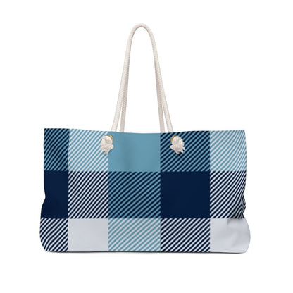 Weekender Tote Bag - Blue/white Plaid