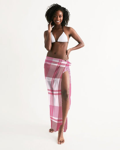 Sheer Plaid Pink Swimsuit Cover Up