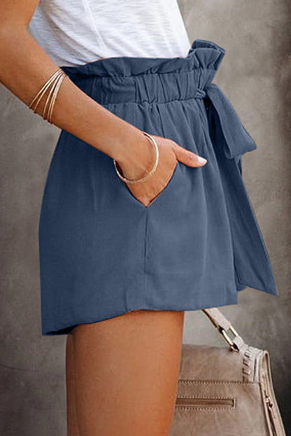 Ruffled Tied Waist Solid Women's Shorts