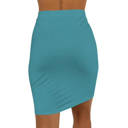Womens Pencil Skirt - Aqua Green Stretch Mini