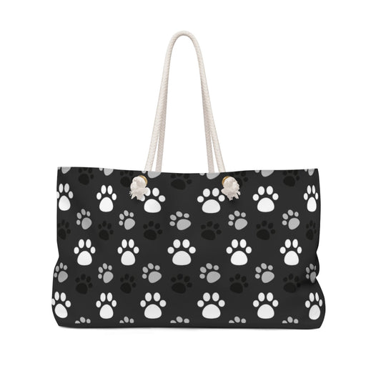 Weekender Tote Bag - Black and Grey Paws