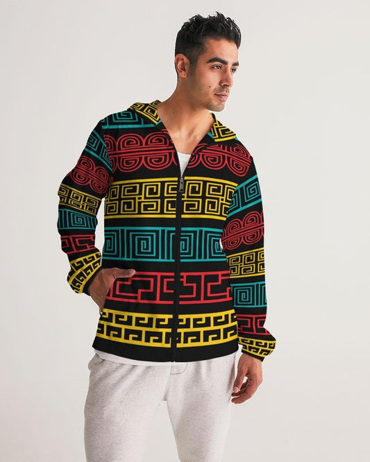 Mens Hooded Windbreaker - Multicolor Water Resistant Jacket - Je7y0x
