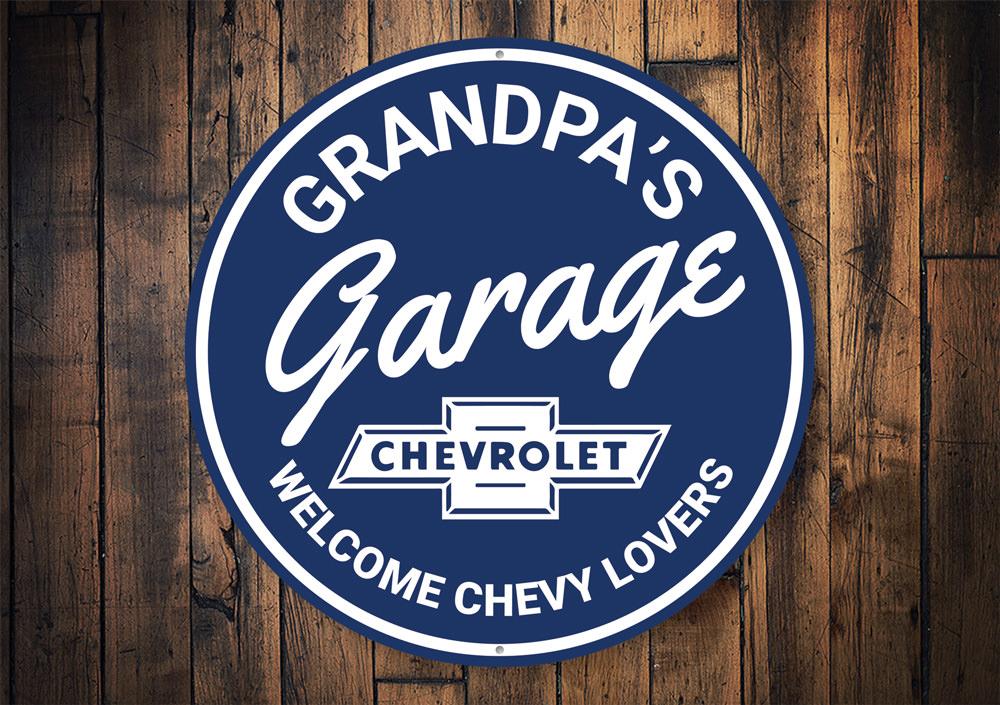 Grandpa's Garage Chevy Lovers Car Sign