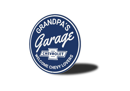 Grandpa's Garage Chevy Lovers Car Sign