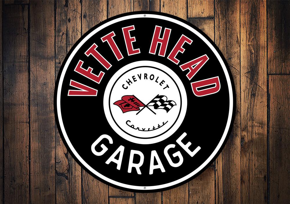 Vette Head Garage Car Sign
