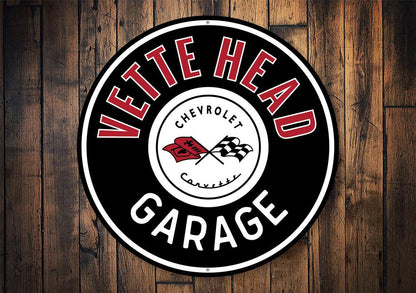 Vette Head Garage Car Sign