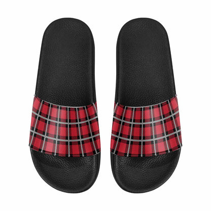 Mens Slide Sandals - Buffalo Plaid Red