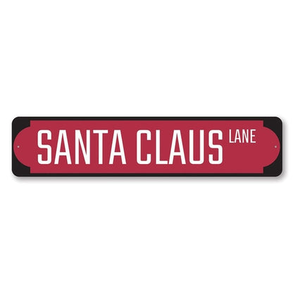 Red Santa Claus Lane Sign