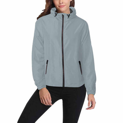 Misty Blue Gray Hooded Windbreaker Jacket - Men / Women