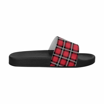Mens Slide Sandals - Buffalo Plaid Red