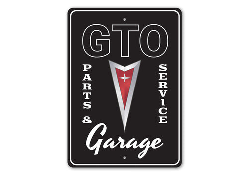 GTO Parts & Service Metal Sign | Classic Pontiac Garage Wall Art for