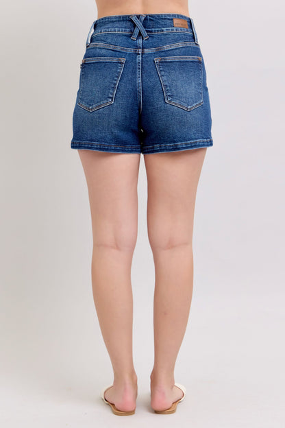 Judy Blue Full Size Double Button Waistband Women's Denim Shorts Plus Size
