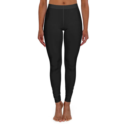 Womens Black Fitness Leggings Black and White Abstract Mama Pattern