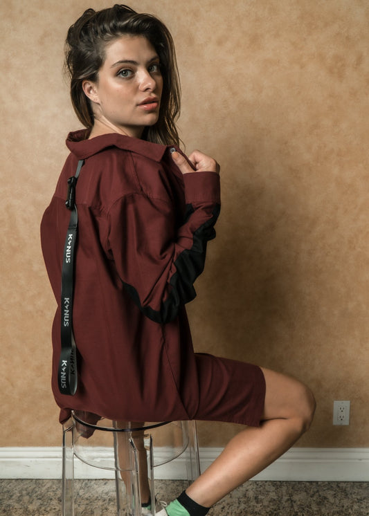 Konus Men's Slightly Oversize Button Up In Wine