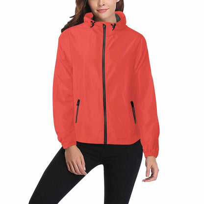 Red Orange Hooded Windbreaker Jacket - Men / Women