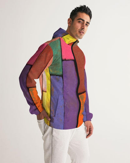 Mens Hooded Windbreaker - Rainbow Casual/sports Water Resistant Jacket