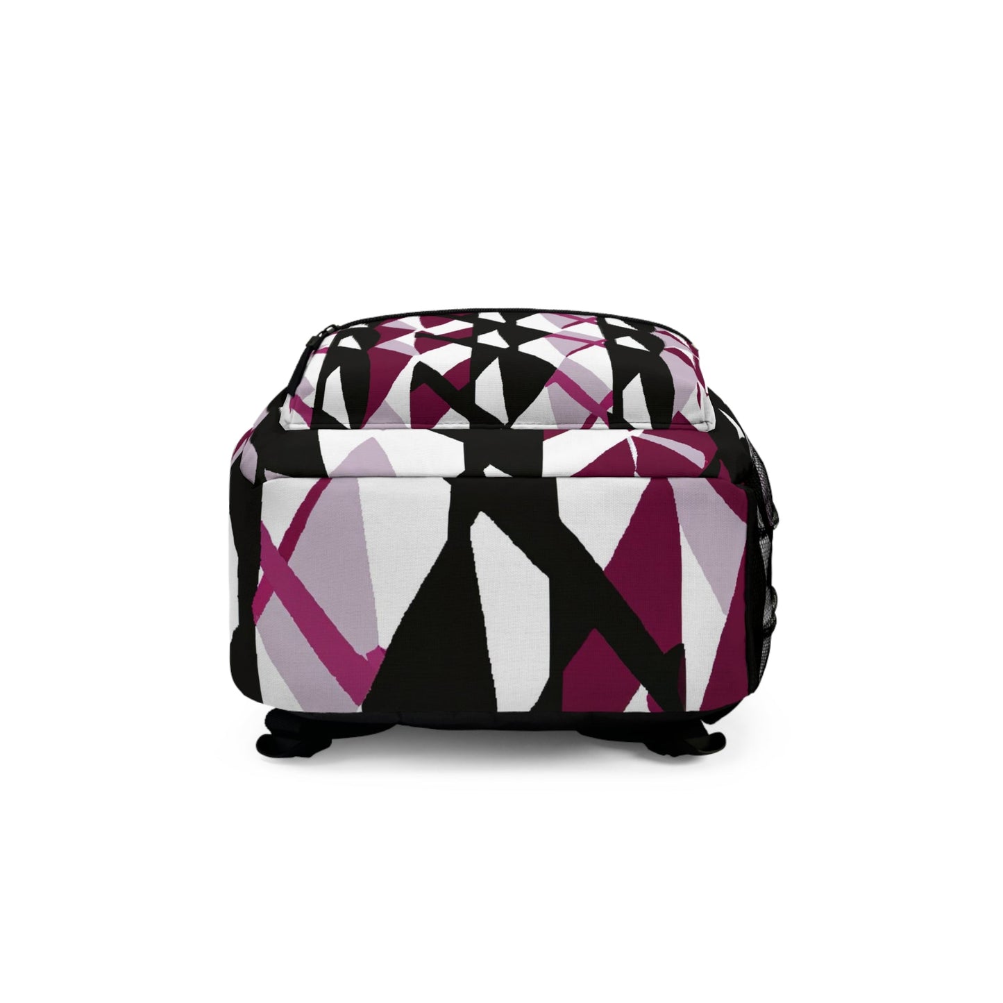 Backpack - Large Water-resistant Bag - Mauve Pink and Black Geometric