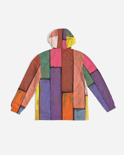 Mens Hooded Windbreaker - Rainbow Casual/sports Water Resistant Jacket