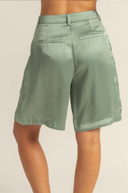 HYFVE High-Waist Pleated Satin Women's Shorts