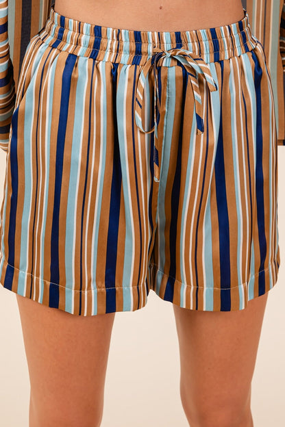 Mittoshop Drawstring Striped Satin Women's Shorts
