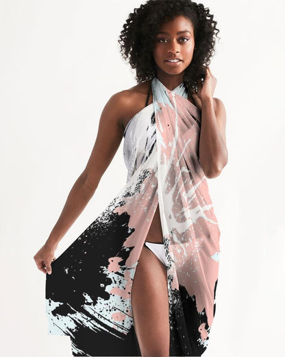 Sheer Swimsuit Cover Up Abstract Print Pastels