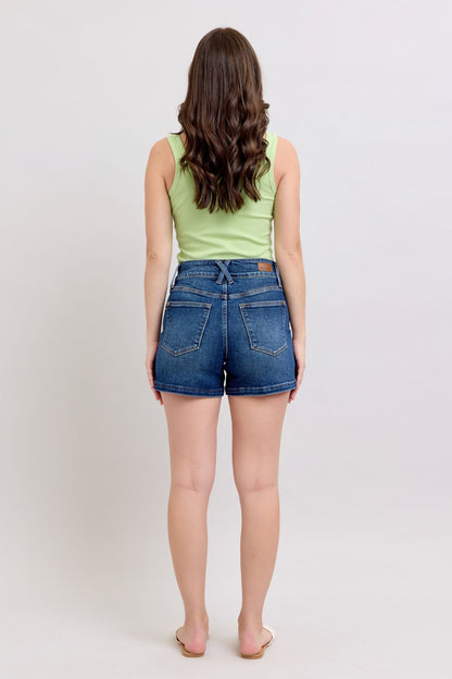 Judy Blue Full Size Double Button Waistband Women's Denim Shorts Plus Size