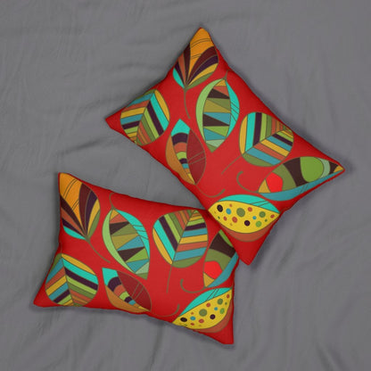 Decorative Lumbar Throw Pillow - Red Autumn Leaves