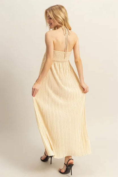 HYFVE Knotted Detail Halter Neck Flowy Maxi Dress