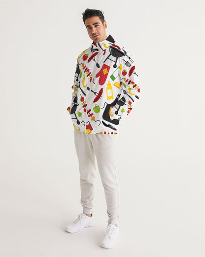 Mens Lightweight Windbreaker Jacket with Hood and Zipper Closure - Bbq
