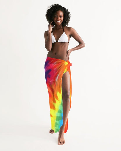 Sheer Rainbow Tie Dye Swimsuit Cover Up
